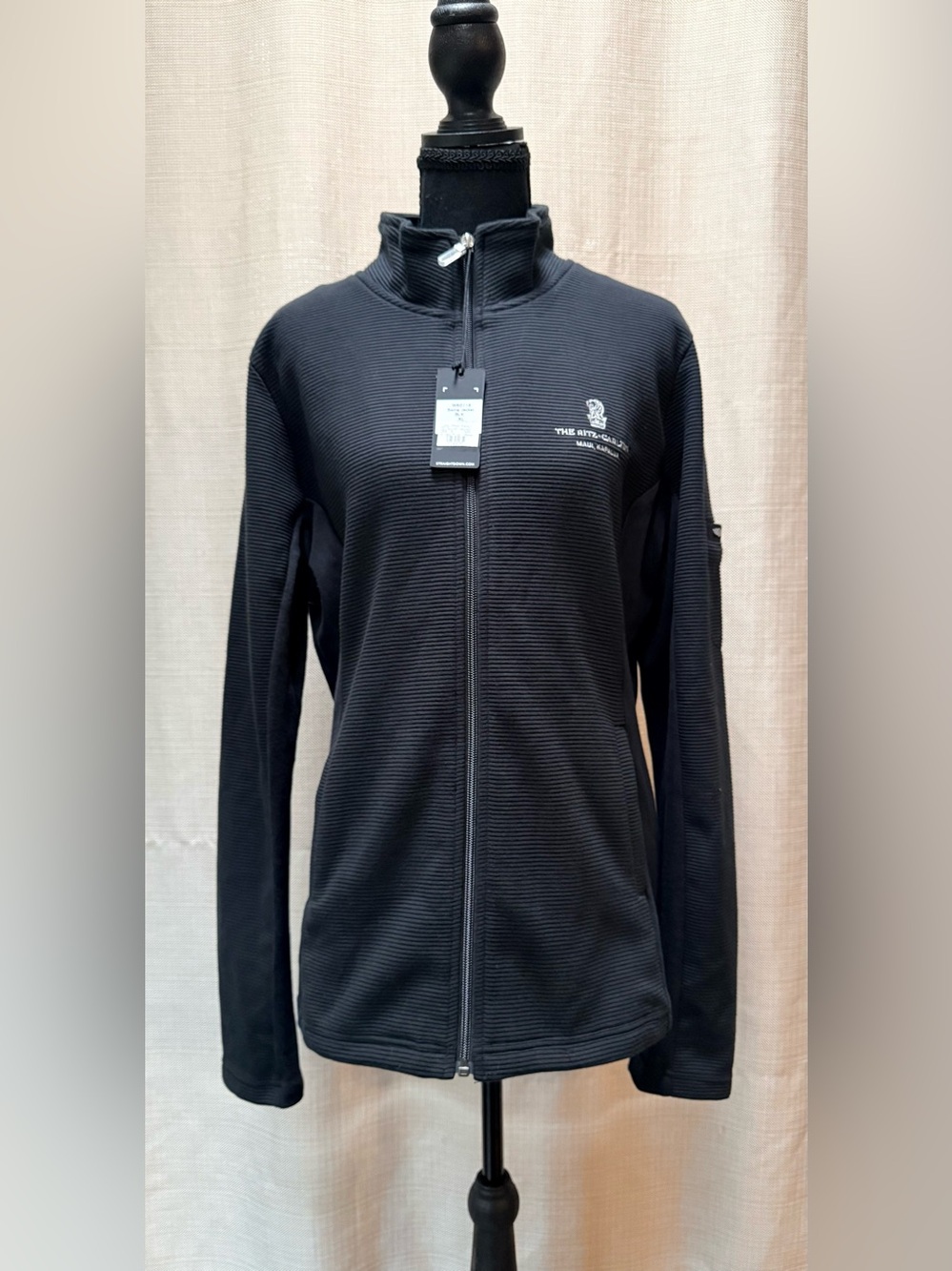 Straight Down Ritz Carlton Maui Kapalua Womens Swing Golf Jacket XL Black NWT
